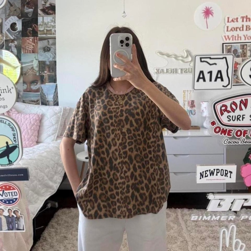 cheetah print and baby pink t shirt